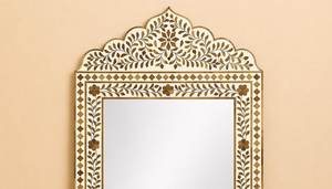 Floral Design Bone Inlay Mirror <b>Frame</b> Ethnic Look for Modern Living Room Home Decoration Bone Artware Mirror <b>Frame</b> BELLADEC - Product Image 3