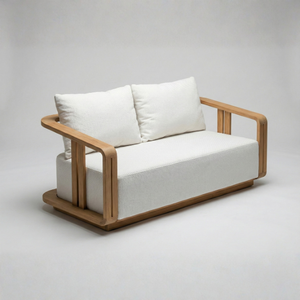 A modern restaurant <b>chair</b> featuring solid teak wood, high-density foam, and durable eco-friendly fabric designed for comfortable - Product Image 2