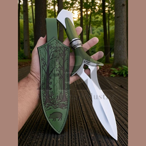 Cuchillo Bowie de Caza de Doble Filo con Hoja Fija de Acero Inoxidable y Mango de Madera, Decorativo, Coleccionable, DIY, OEM - Product Image 4