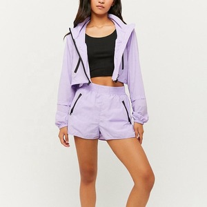2026 Latest Design Custom Windbreaker Tracksuits Set Women's Unique Style Windbreaker Short Sets - Product Image 3