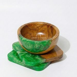 Bol en bois et résine fait main de luxe, bol en bois d'acacia et résine époxy pour la salle à manger, la décoration de table et le service - Product Image 2