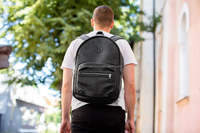 Mochila para Portátil de Cuero Genuino Negro, Unisex, Geométrica, de Gran Capacidad, Estilo Vintage, Hecha a Mano, con Cierre Metálico Arqueado