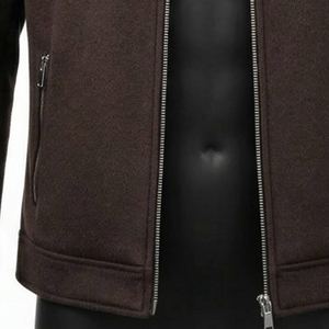 เสื้อแจ็คเก็ตหนัง PU ผู้ชายทรงสลิมฟิต คอปกโปโล ติดกระดุม กันน้ำ คุณภาพสูง จากผู้ผลิตชั้นนำ แบบคลาสสิก OEM - Product Image 5