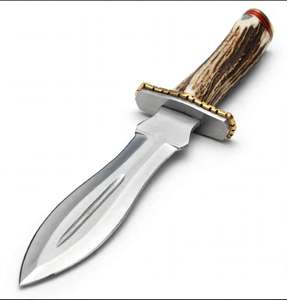 Outil utilitaire personnalisé avec manche en véritable bois de cerf, garde-poignée en laiton cranté et capuchon de poignée - Product Image 6
