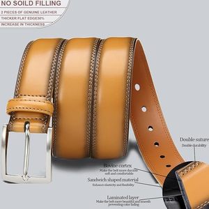 Nouvelle ceinture habillée pour homme en cuir véritable de haute qualité 2026, avec boucle ardillon personnalisable, idéale pour les tenues formelles et les jeans – Vente en gros - Product Image 3