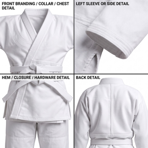 Ensemble d'uniformes d'arts martiaux blancs unisexes pour enfants, judo, karaté, avec ceinture - Product Image 4