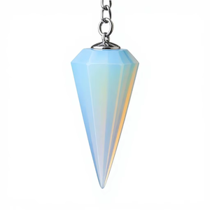 Péndulo facetado de fluorita azul, el más vendido, con cadena plateada, forma de lápiz, cristal portátil de Feng Shui para decoración del hogar - Product Image 2