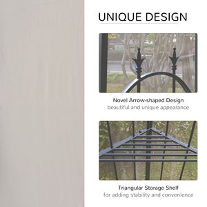 Gazebo da Giardino Moderno 10x10 in Acciaio con Tettoia Marrone Impermeabile, Tende in Rete di Ferro e Ripiani per Arredamento Esterno - Product Image 5