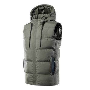 Chaqueta sin mangas acolchada para hombre, chaleco con bolsillos y cremallera lateral para exteriores, para invierno - Product Image 1