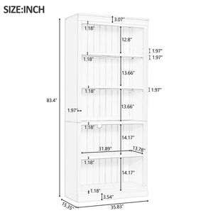 83.4 \ "alta Free-standing libreria in legno nero a 5 livelli ripiani regolabili striscia luminosa Organizer per CDs/libri/film per - Product Image 3
