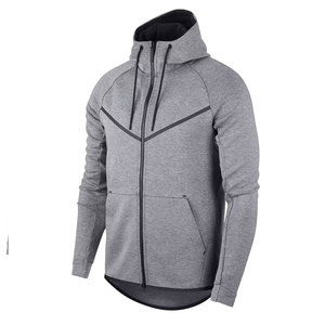 Ensemble de survêtement gris à capuche pour homme, sweat-shirt et pantalon sportifs en tricot avec cordon de serrage, respirant, pour l'automne - Product Image 4