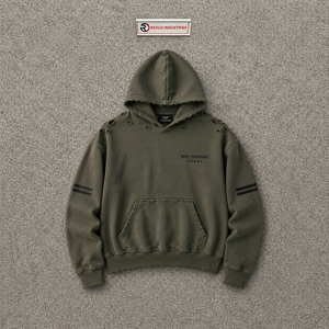 Sweat à capuche vert oversize brodé effet vieilli, tissu durable et confortable, toucher doux, respirant, coupe moderne, décontracté - Product Image 5