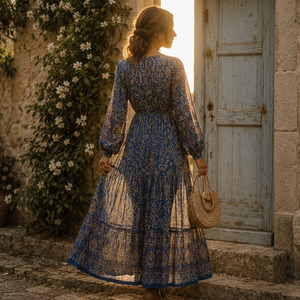 Robe en rayonne tissée de style bohème, légère, respirante et anti-boulochage pour femme - Product Image 4