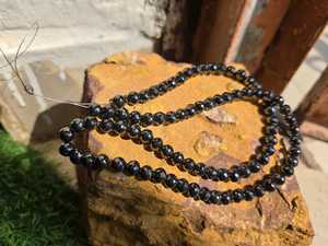 Perlas de diamante moissanita negras de 6.50 mm y 18 pulgadas con corte facetado para la elaboración de joyería - Product Image 3