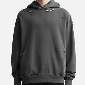 ผู้ผลิตเสื้อฮู้ดดี้ผู้ชายแบบดิสเทรส |   เสื้อผ้าลำลองแนวสตรีท - Product Image 4