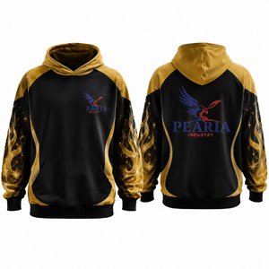 Black Gold Flame Winter Unisex Heavyweight Hoodie Pullover Sweatshirt <b>Raglan</b> Sleeve Hooded Jacket Front Pocket Custom Logo 100% - Product Image 2