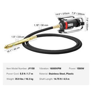 Vibratore Elettrico Portatile per Cemento 1300W, 16000 VPM, Motore in Rame 2HP, Utensile Manuale per Calcestruzzo - Product Image 4