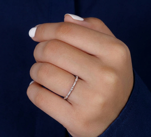 Bague de fiançailles et alliance en diamant de laboratoire 0,20 carat, or 14 carats, bijoux d'anniversaire pour femme, plaqué rhodium - Product Image 6