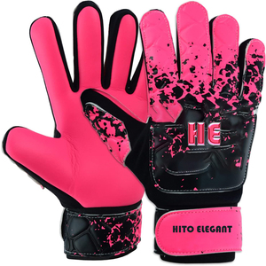 Custom Design Black and Pink Soccer Goalkeeper <b>Gloves</b> With 4mm German Latex Negative Cut With Screen Print - Product Image 1