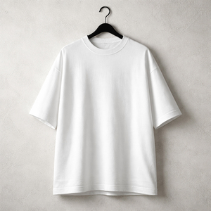 Camiseta Blanca Extra Grande de Algodón para Hombre, Manga Corta, Cuello Redondo, Estilo Casual, Tejido Liso - Product Image 1