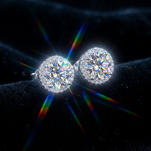 925 Sterling Silver Moissanite Flower Stud Earrings Luxury 1ct VVS Halo Lab Diamond Cluster Solitaire <b>Post</b> Fine Jewelry Unisex - Product Image 1