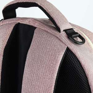 Sac à dos rose à paillettes avec lettres en strass, poignée souple, fermeture éclair, style tendance, en polyester, pour usage quotidien - Product Image 5