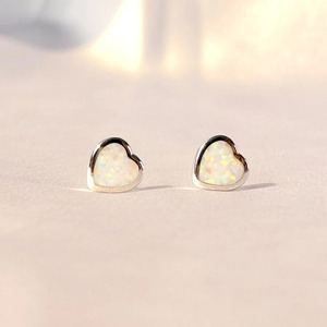 Pendientes de Plata de Ley 925 con Corazón Blanco Esmaltado, Hechos a Mano, Joyería de Moda al por Mayor, Estilo Étnico, Pendientes Colgantes - Product Image 1