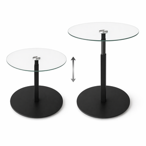 Modern Adjustable Height Iron Coffee <b>Table</b> with Glass Top <b>Small</b> <b>Round</b> Design for Apartment Living Room Furniture by Lumetal - Product Image 5