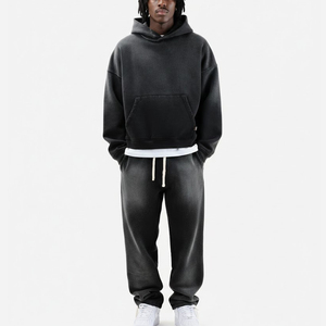 Casual Wear Sun Fade <b>Distressed</b> Embroidery Tracksuit for Men Wholesale <b>Top</b> Quality Men Sun Fade Baggy Tracksuit - Product Image 1