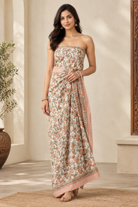 Floral Print Cover Up Beach <b>Sarong</b> Lightweight Sun Blanket Orange Green White Travel Towel - Product Image 6