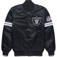 Veste universitaire en satin noir personnalisée pour hommes, broderie de logo blanc, veste bomber, vente en gros, uniforme de baseball, vêtements de sport