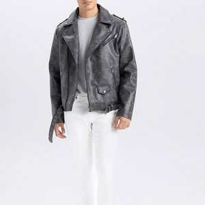 Service OEM, Vente en ligne, Blouson en cuir pour homme, enduit, style vintage, écologique, design personnalisé, fermeture éclair frontale - Product Image 4