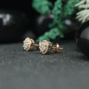 Pendientes de Lujo con Moissanita en Racimo Redondo, Plata de Ley 925, Chapados en Oro |   Pendientes con Aspecto de Diamante y Cierre de Rosca para Mujer, Venta al Por Mayor - Product Image 5