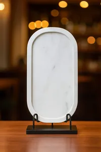 Modern White Marble Oval Serving Tray Decorative Vanity Organizer Tray for Bathroom Countertop <b>Coffee</b> <b>Table</b> Home Decor - Product Image 5
