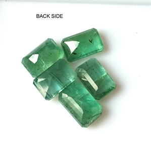 Lot de pierres précieuses d'émeraude naturelle du Zambie, 7,05 carats, taille émeraude calibrée 8x5 mm, facettées, translucides, pierres brutes, 5 pièces - Product Image 4