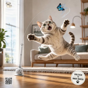 ของเล่นแมวแบบมีปฏิสัมพันธ์ ชาร์จด้วย USB ได้ พร้อมก้านหมุนได้ 360 องศา รูปผีเสื้อ พร้อมจุกดูดสุญญากาศที่แข็งแรง - Product Image 2