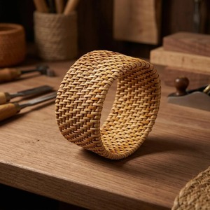Weaving Cane Wood Trendy Tribal Women's Bangles Polished Rattan Wooden Bangle Jewelry Rustic Luxury Organic Fashion - Product Image 4