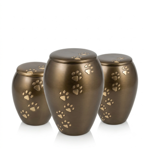 Bronze Brown Ceramic Pet Cremation <b>Urns</b> Set Gold Paw Prints Memorial Keepsake Ashes Jar Funeral <b>Urn</b> for Dogs <b>Cats</b> Wholesale - Product Image 3