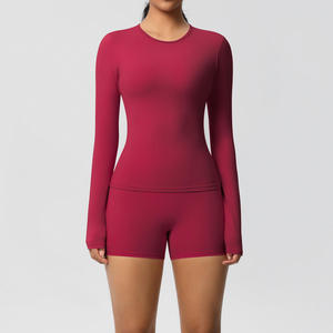 Conjunto de 2 Piezas para Mujer, de Marca Famosa, Sólido, Transpirable, para Yoga y Pilates, Elástico, Sin Costuras, con Cintura Media, Ecológico, de Spandex - Product Image 4