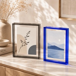 Clear Acrylic <b>4</b> Color Rectangle <b>Photo</b> <b>Frame</b> UV Printing Shatterproof Waterproof Free Standing Horizontal Tabletop Display Modern - Product Image 1