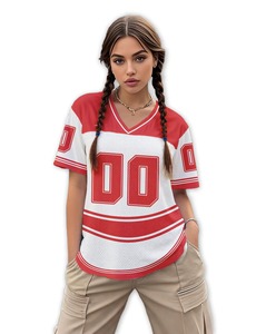 Camiseta de Fútbol Personalizada Y2K con Cuello en V, Personaliza con Nombre y Número, Camiseta de Fútbol de Manga Corta, Top Informal de Moda para Hombre y Mujer - Product Image 2