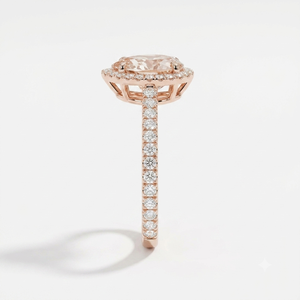 Bague de fiançailles classique pour femme en or rose 18 carats avec diamant de laboratoire rose fantaisie taille poire 2,00 carats et pierres latérales, certifiée IGI, pour tous les jours - Product Image 3
