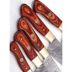 Juego de Cuchillos de Cocina de Damasco Forjados a Mano de 5 Piezas, Juego de Cuchillos Profesionales para Chef con Mango de Madera Roja, OEM, ODM, Venta al Por Mayor - Product Image 3