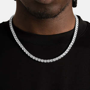 6MM Round Cut Moissanite Tennis Necklace VVS1 D Color 925 Sterling Silver <b>Iced</b> <b>Out</b> <b>Chain</b> - Product Image 2