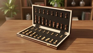 ILAHI's Eco-Friendly Rustic Polished Rectangle <b>Chess</b> <b>Board</b> Game 100% Handmade Pure Wood Animal/Love Style Customized Size <b>Chess</b> - Product Image 6