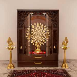 Temple en bois de teck sculpté de style designer, grande taille, pliable, style antique, pour la prière (Pooja Mandir), Canada - Product Image 4