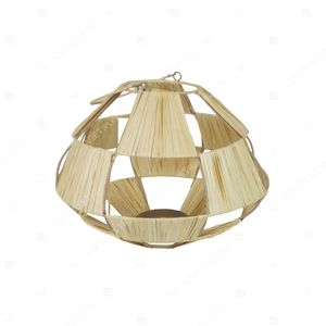 Portavelas de Hoja de Palma Geométrica Costera, Portavelas Colgante de Listones Abiertos, Portavelas de Cristal para Jardín, Luz Decorativa Interior - Product Image 2