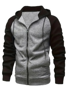 Sudadera con Capucha y Cierre de Cremallera para Hombre, Azul y Negro, Manga Raglán, Casual, Transpirable, Corte Regular, para Otoño - Product Image 4