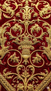 High Quality Handmade Embroidery Tapestry <b>Red</b> Velvet Fabric Custom Size Wall Hanging Embroidered Tapestry - Product Image 5