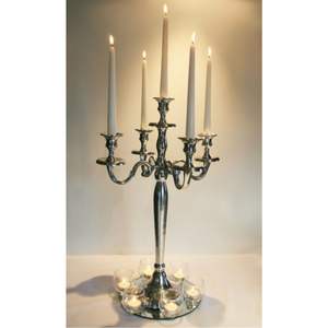 Candelabro de Metal de 5 Brazos con Cristales, Acabado Cromado, Diseño de Corazón, Centro de Mesa para Bodas, Venta al Por Mayor - Product Image 4